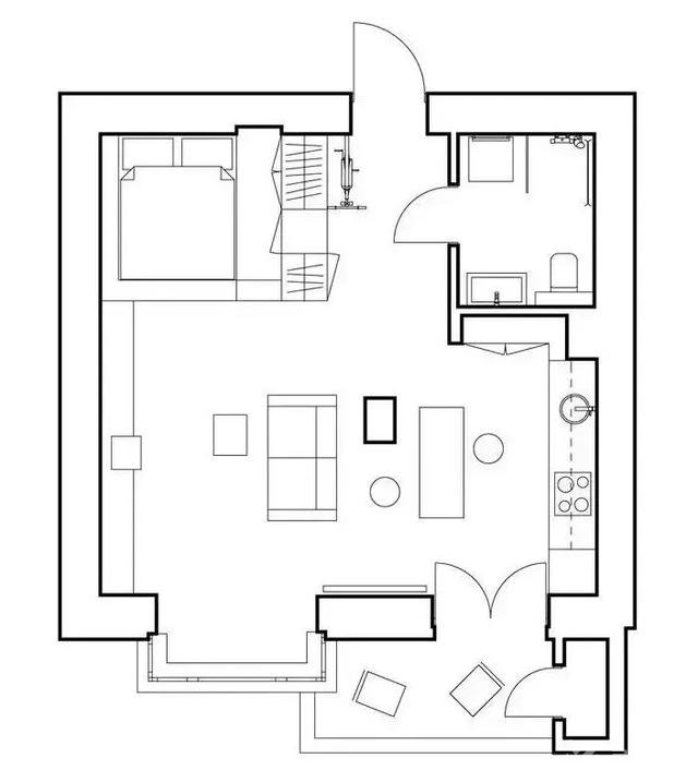 寻意空间：45㎡极简风小户型 水泥质感温馨自然