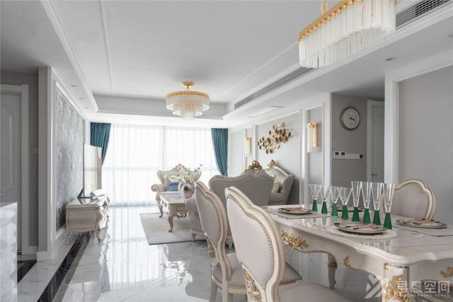 寻意空间：138平欧式装修设计 空间布局精致大气