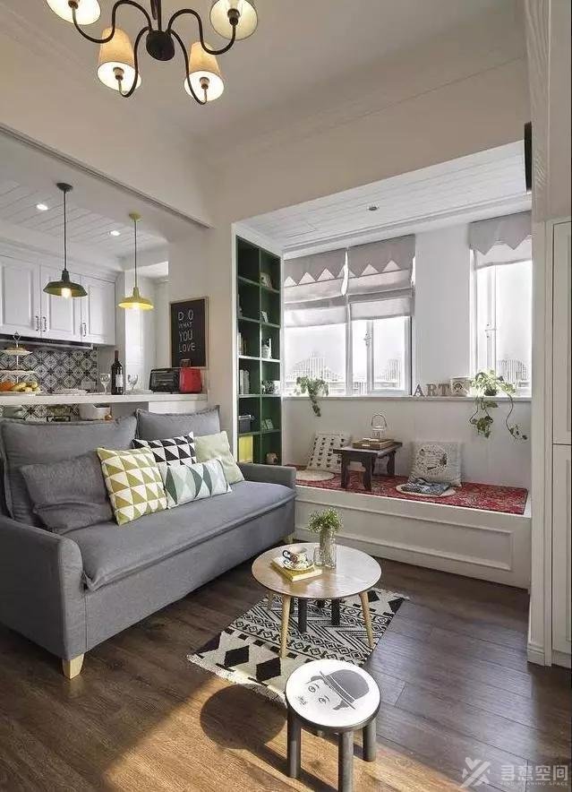 寻意空间：43㎡小户型装修 榻榻米地台+高层设计