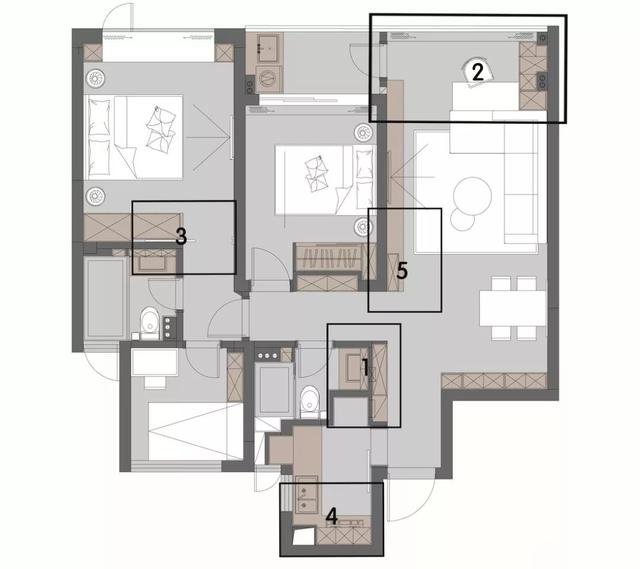 长沙家装效果图 90㎡三室 简约风格装修效果图